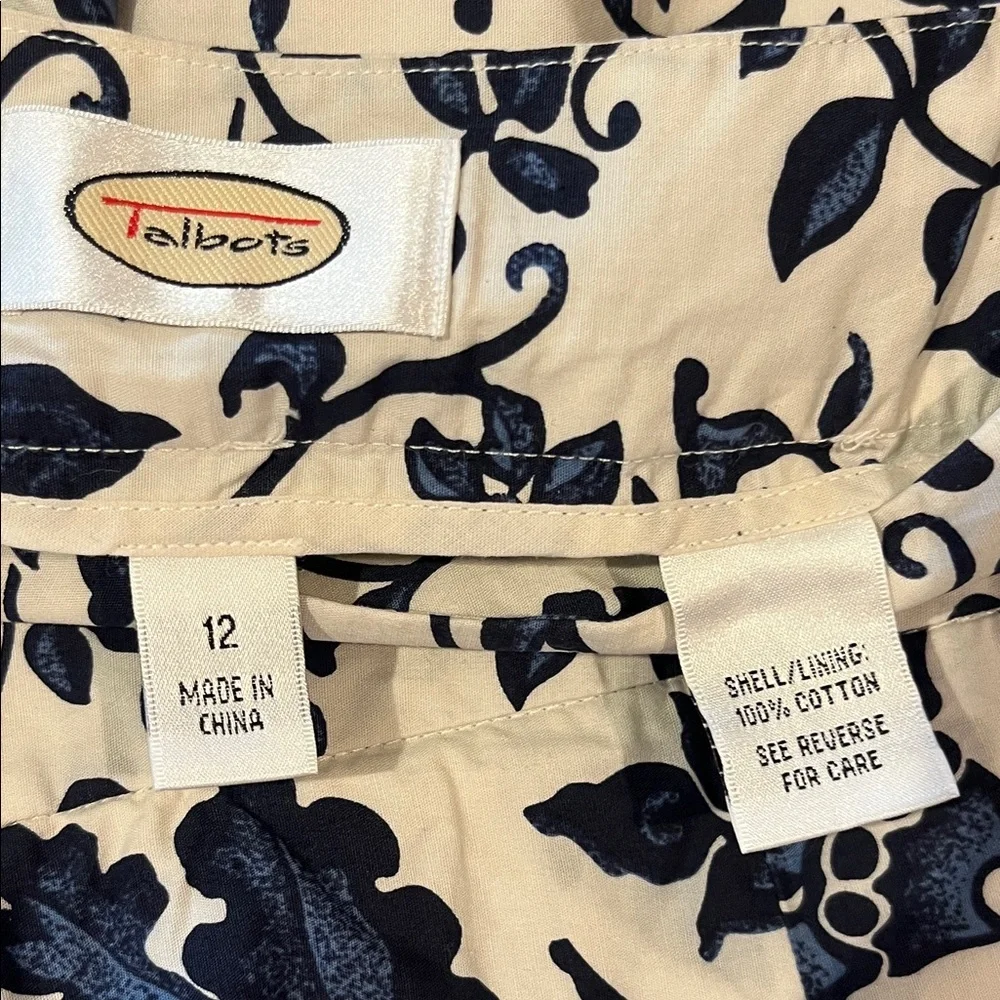 Talbots Navy and White Floral A-Line Skirt - Picture 2 of 2